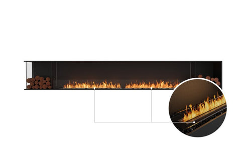 Ecosmart Fire Flex 140LC.BX2 Left Corner Fireplace Insert - Black Finish / Black Burner - ESF.FX.140LC.BX2.B